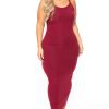 Dresses Curvy Sense | Plus Size Tess Ribbed Maxi Dress Burgundy