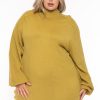 Dresses Jade by Jane | Plus Size Nakia Mock Neck Sweater Dress Lime