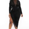 Little Black Styles Curvy Sense | Plus Size Maia Draped Midi Dress Black