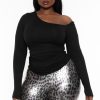 Tops Curvy Sense | Plus Size Delia Rouched Top Black