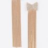 Accessories Hu0026D | Bow Rhinestone Tassel Earring Gold