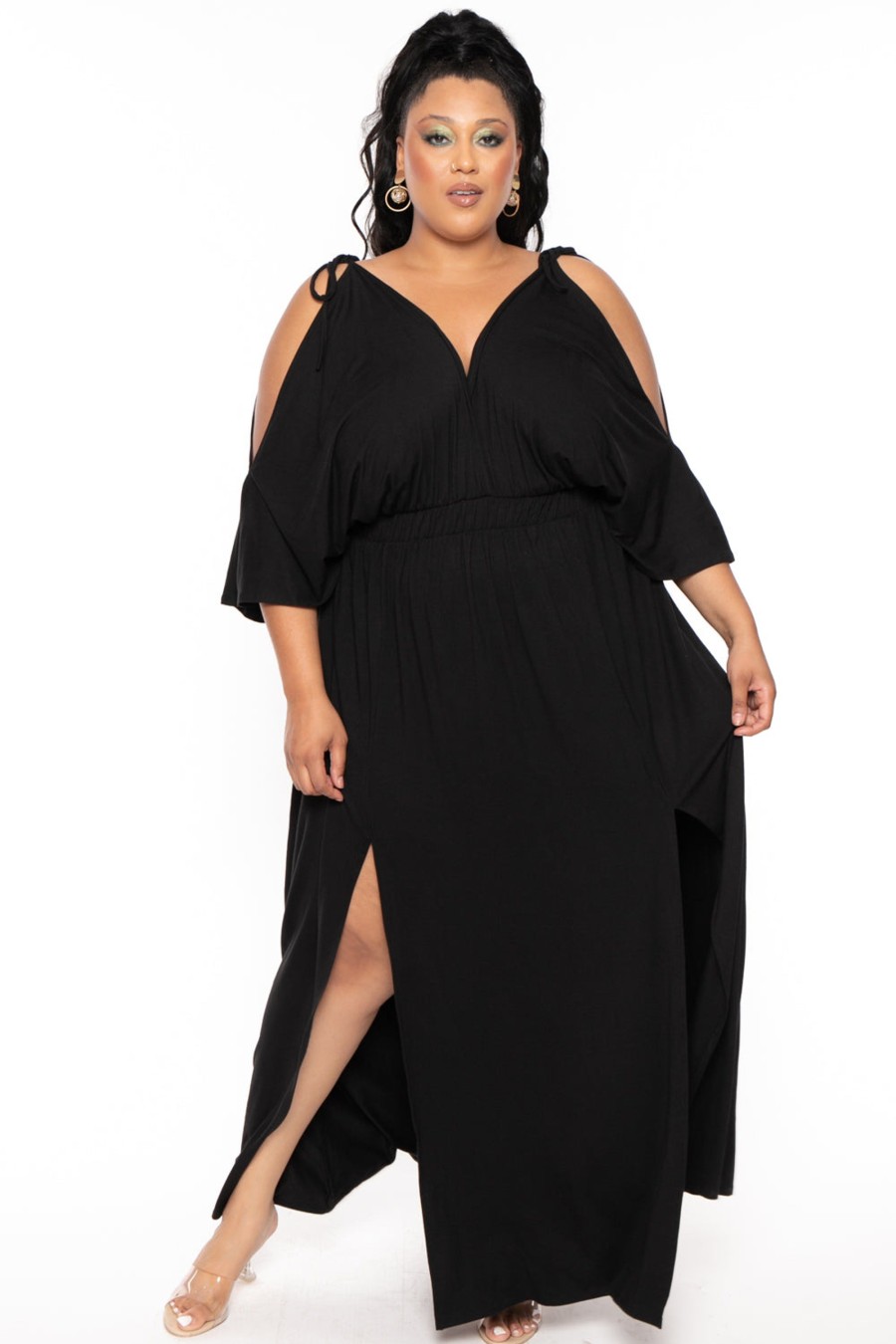 Little Black Styles Curvy Sense | Plus Size Danielle Knit Maxi Dress Black