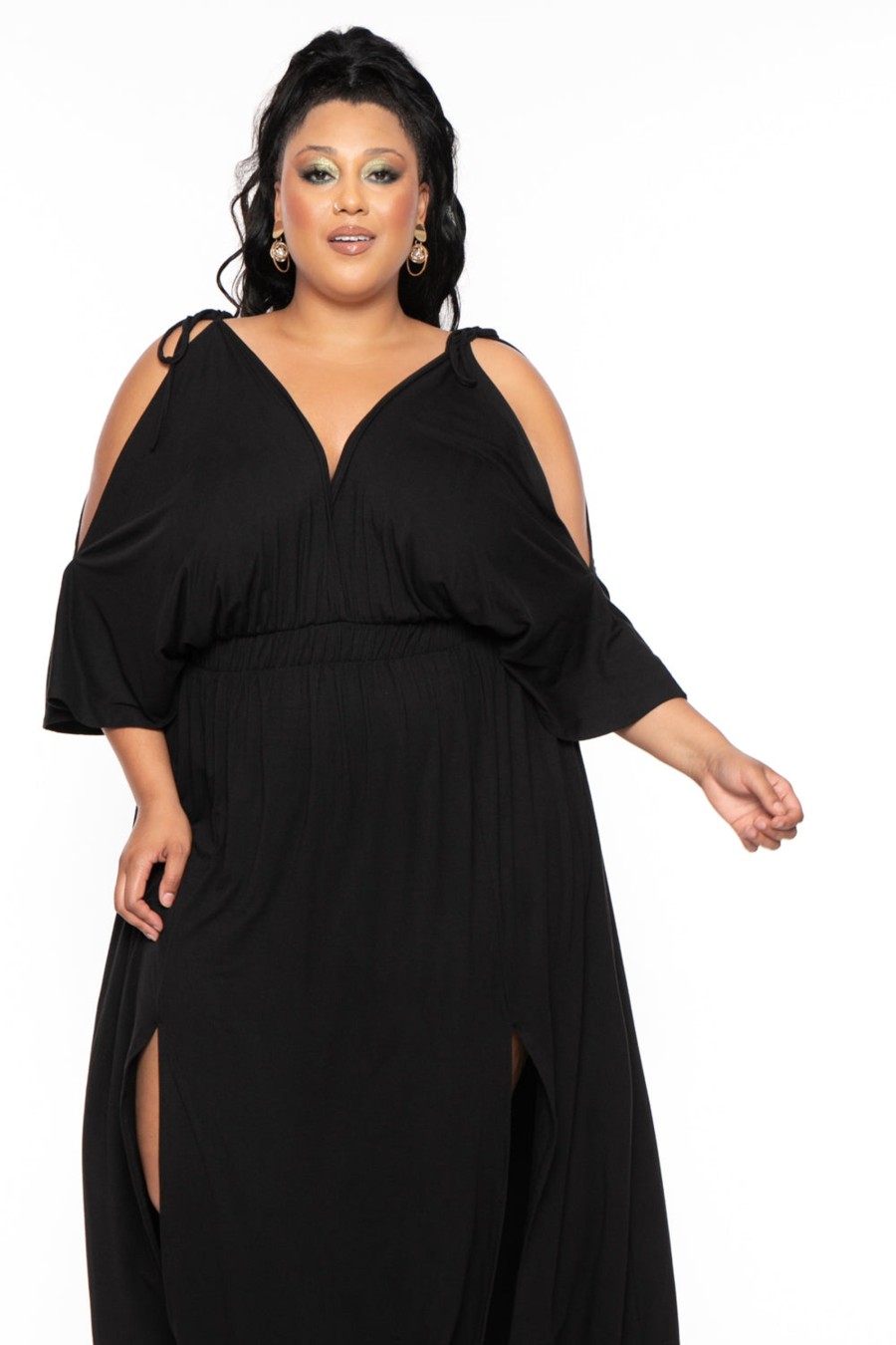 Little Black Styles Curvy Sense | Plus Size Danielle Knit Maxi Dress Black