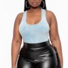 Tops Zenana | Plus Size Acid Wash Racerback Tank Bodysuit Blue