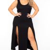 Dresses Curvy Sense | Plus Size Melly M-Slit Dress Black