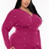 Dresses Cleo Apparel | Plus Size Perla Sweater Dress Magenta