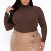 Bottoms FIRST LOVE | Plus Size Adriane Faux Leather Skort Mocha