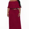 Matching Sets H u0026 H FASHION | Plus Size Shay Crop Top And Skirt Set Wine