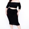 Matching Sets Curvy Sense | Plus Size Off The Shoulder Matching Set Black