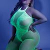 Intimates DOONA DI CAPRI | Plus Size Crotch Less Body Stocking Neon Green