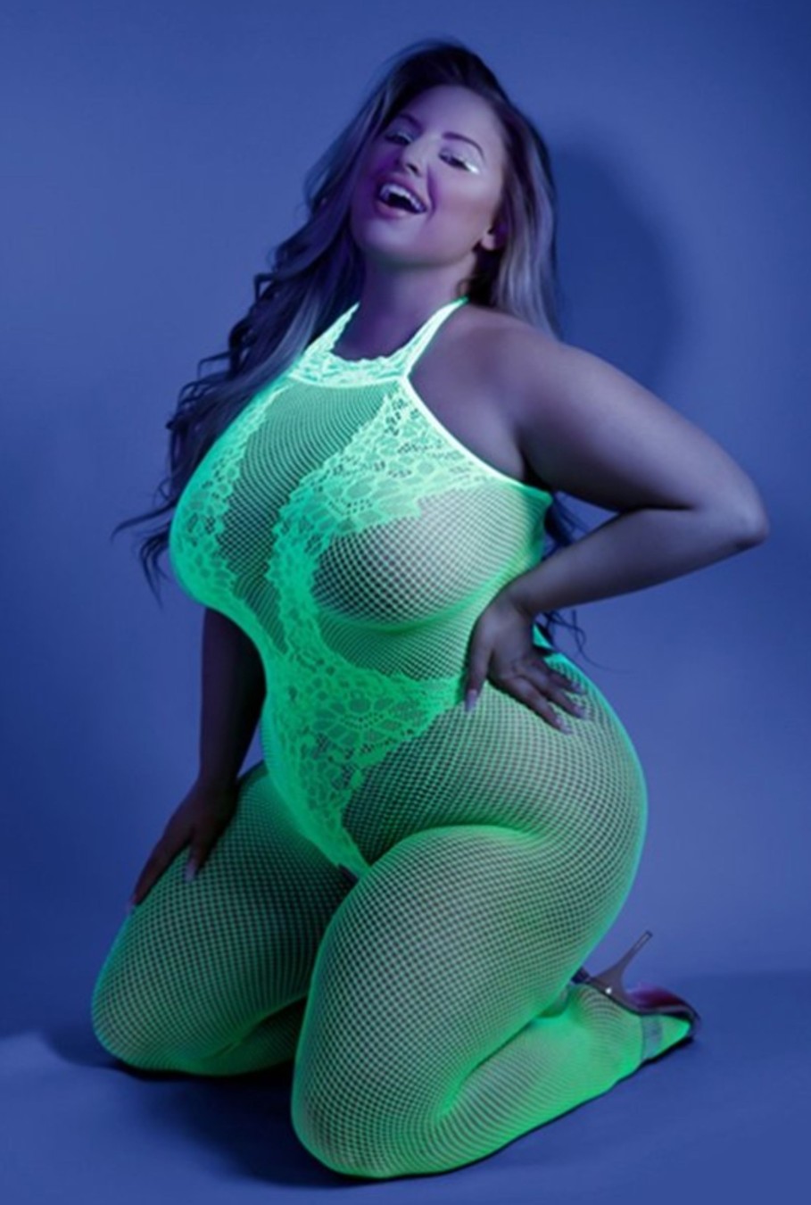 Intimates DOONA DI CAPRI | Plus Size Crotch Less Body Stocking Neon Green