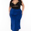 Bottoms CULTURE CODE | Plus Size Darby Drape Midi Skirt Royal Blue