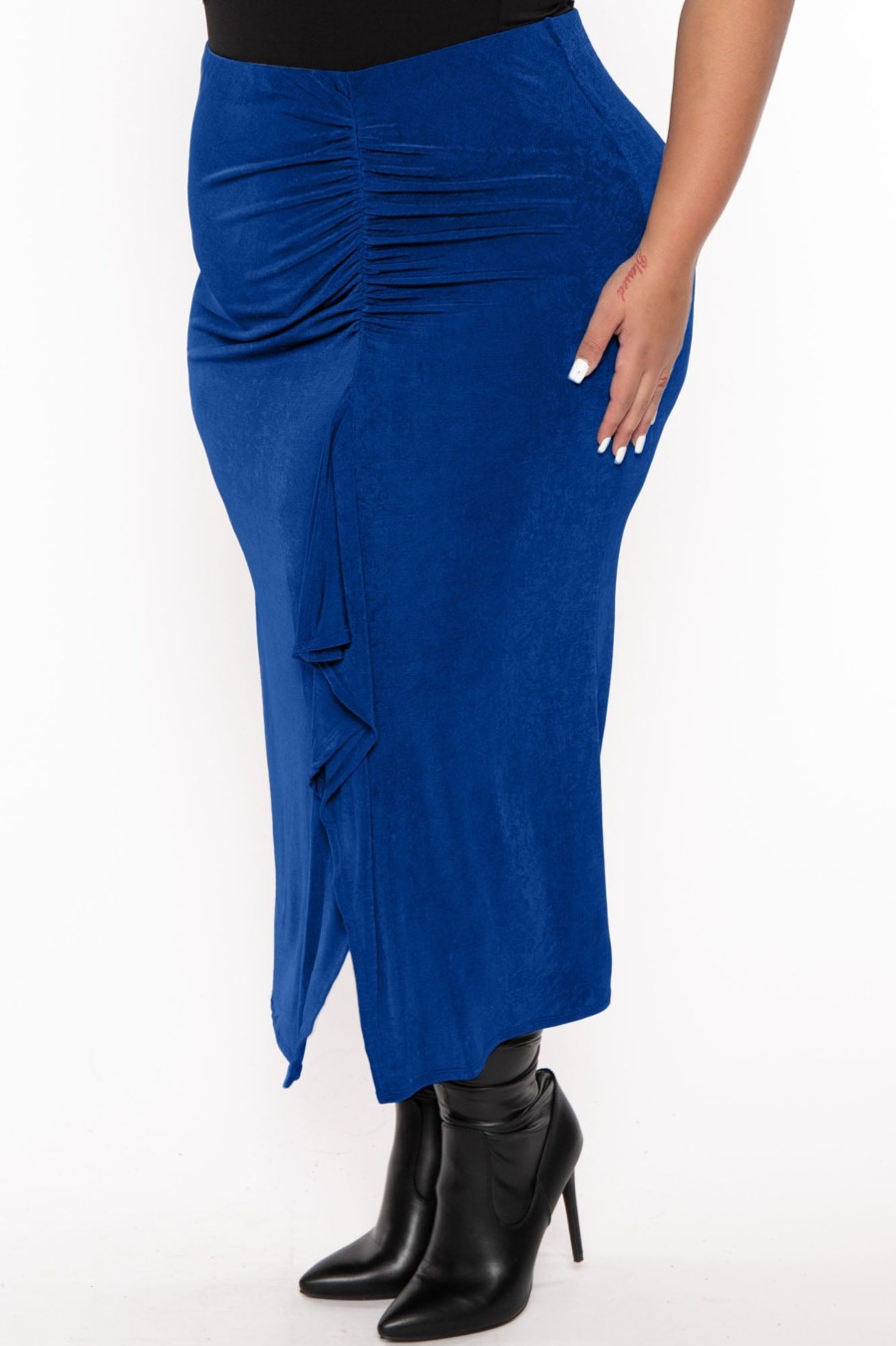 Bottoms CULTURE CODE | Plus Size Darby Drape Midi Skirt Royal Blue