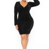 Dresses Curvy Sense | Plus Size Sydney Ruched Slinky Dress Black