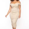 Dresses Gibiu | Plus Size Zetta Glitter Midi Dress Gold