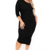 Dresses Curvy Sense | Plus Size Asymmetric Knit Dress Black