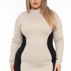 Dresses Curvy Sense | Plus Size Celestina Hour Glass Illusion Dress Sand