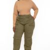 Jeans & Denim American Bazi | Plus Size High Rise Multi Pocket Jogger Olive