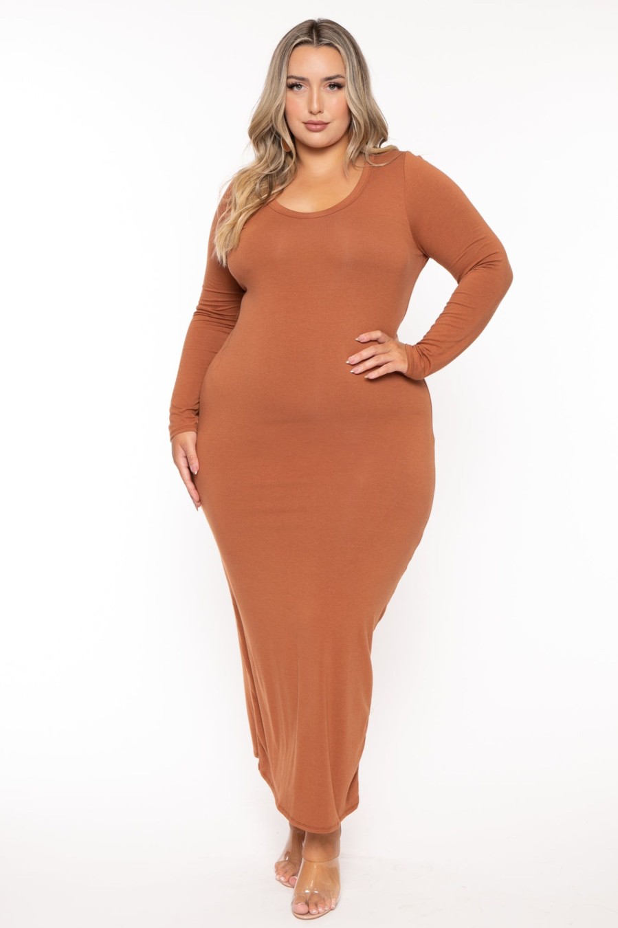 Dresses CULTURE CODE | Plus Size Carlette Bodycon Maxi Dress Rust