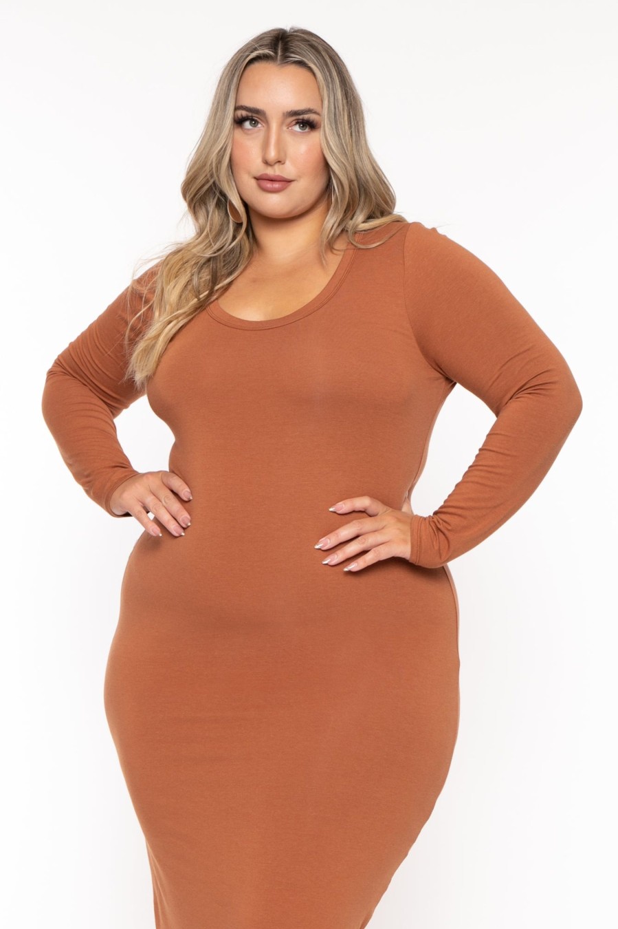 Dresses CULTURE CODE | Plus Size Carlette Bodycon Maxi Dress Rust