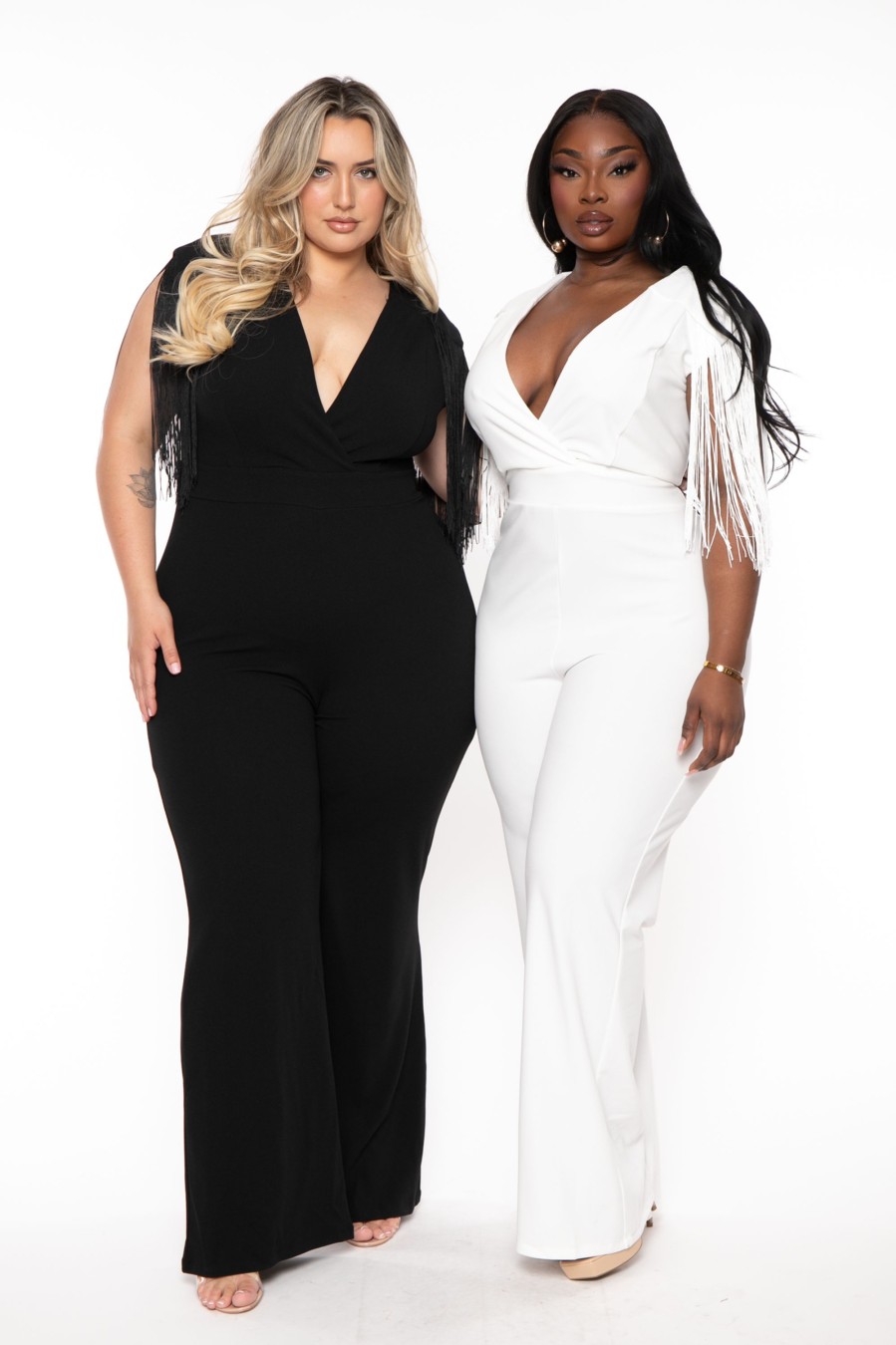 Jumpsuits & Rompers SYMPHONY | Plus Size Lilybeth Fringe Jumpsuit Black