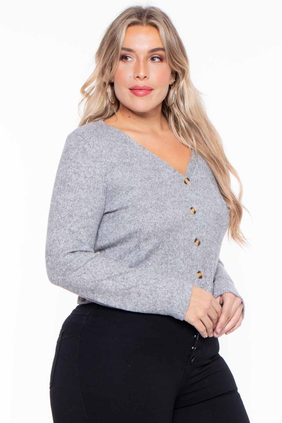 Tops Ambiance | Plus Size Delaney Sweater Gray