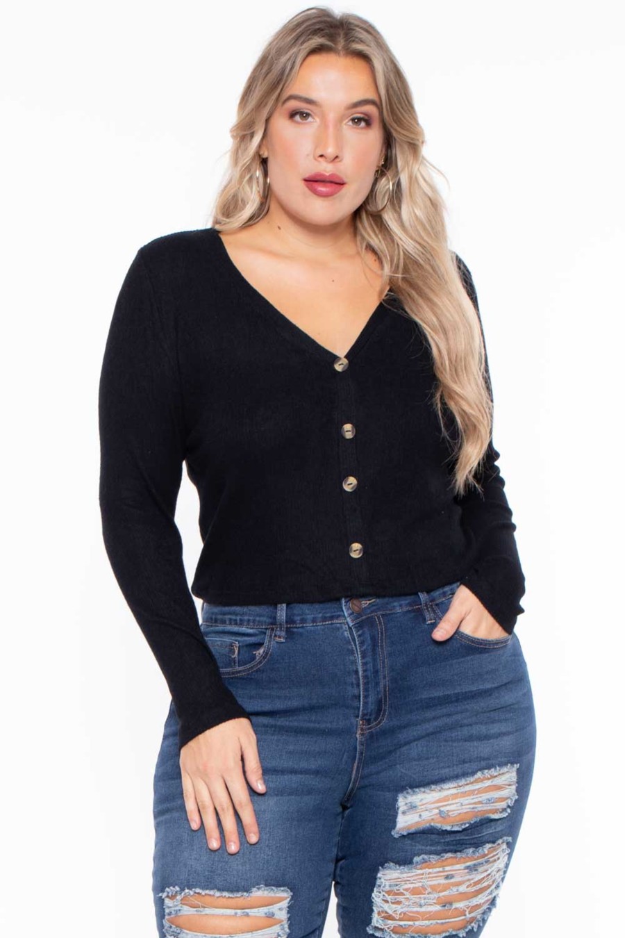 Tops Ambiance | Plus Size Delaney Sweater Black