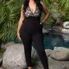 Jumpsuits & Rompers Curvy Sense | Plus Size Deanna Lace Top Jumpsuit Black