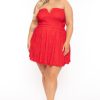 Dresses Curvy Sense | Plus Size Evanna Flare Lace Dress Red