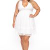 Dresses Curvy Sense | Plus Size Serien Dotted Mesh Dress White