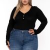 Tops CULTURE CODE | Plus Size Lyra Ribbed Bodysuit Black