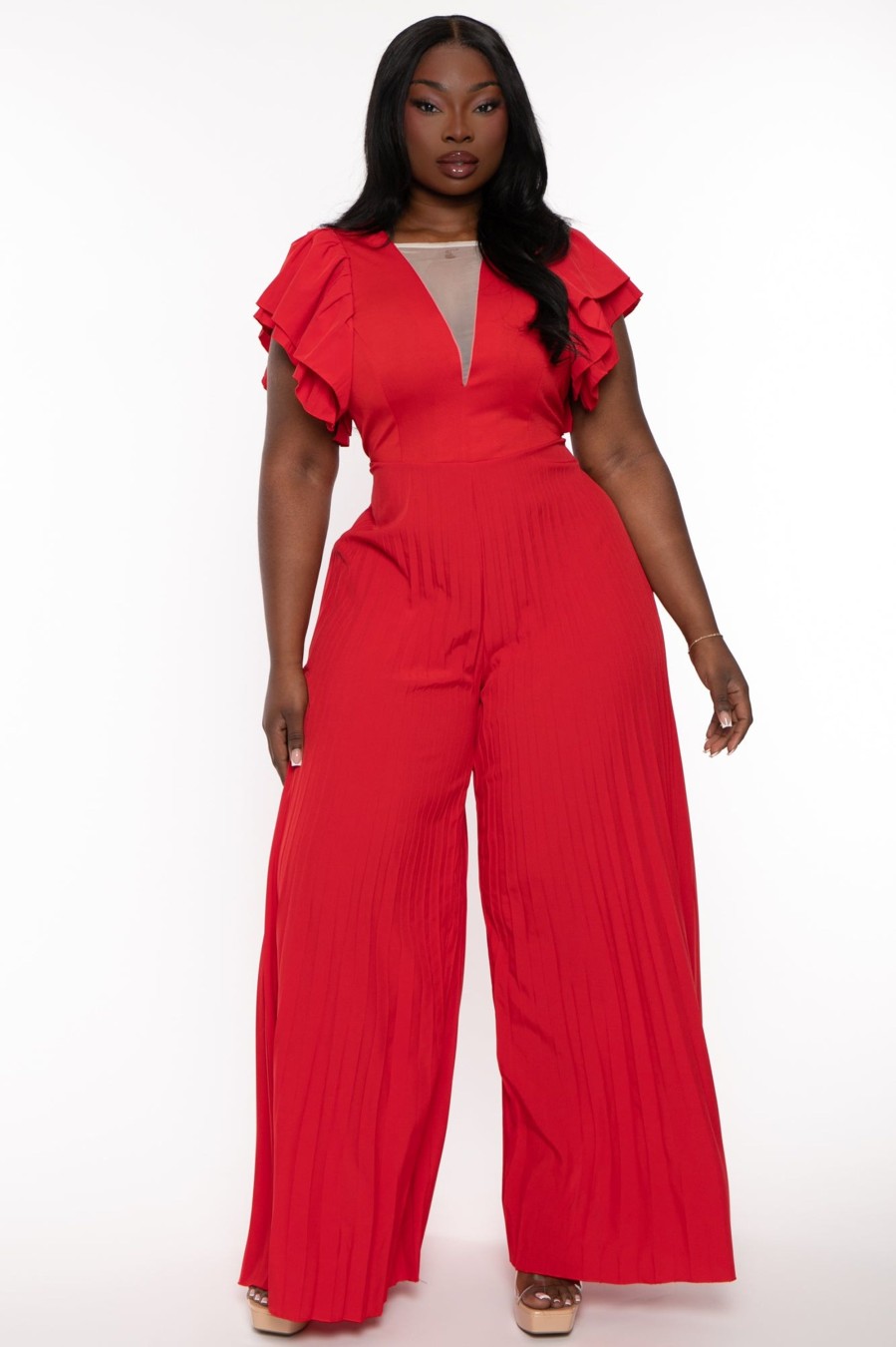 Jumpsuits & Rompers Aria Romance | Plus Size Aarya Pleated Jumpsuit Red