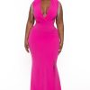 Dresses SYMPHONY | Plus Size Lilah Rhinestone Fringe Gown Magenta