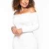 Dresses Curvy Sense | Plus Size Vivian Boa Mini Dress White