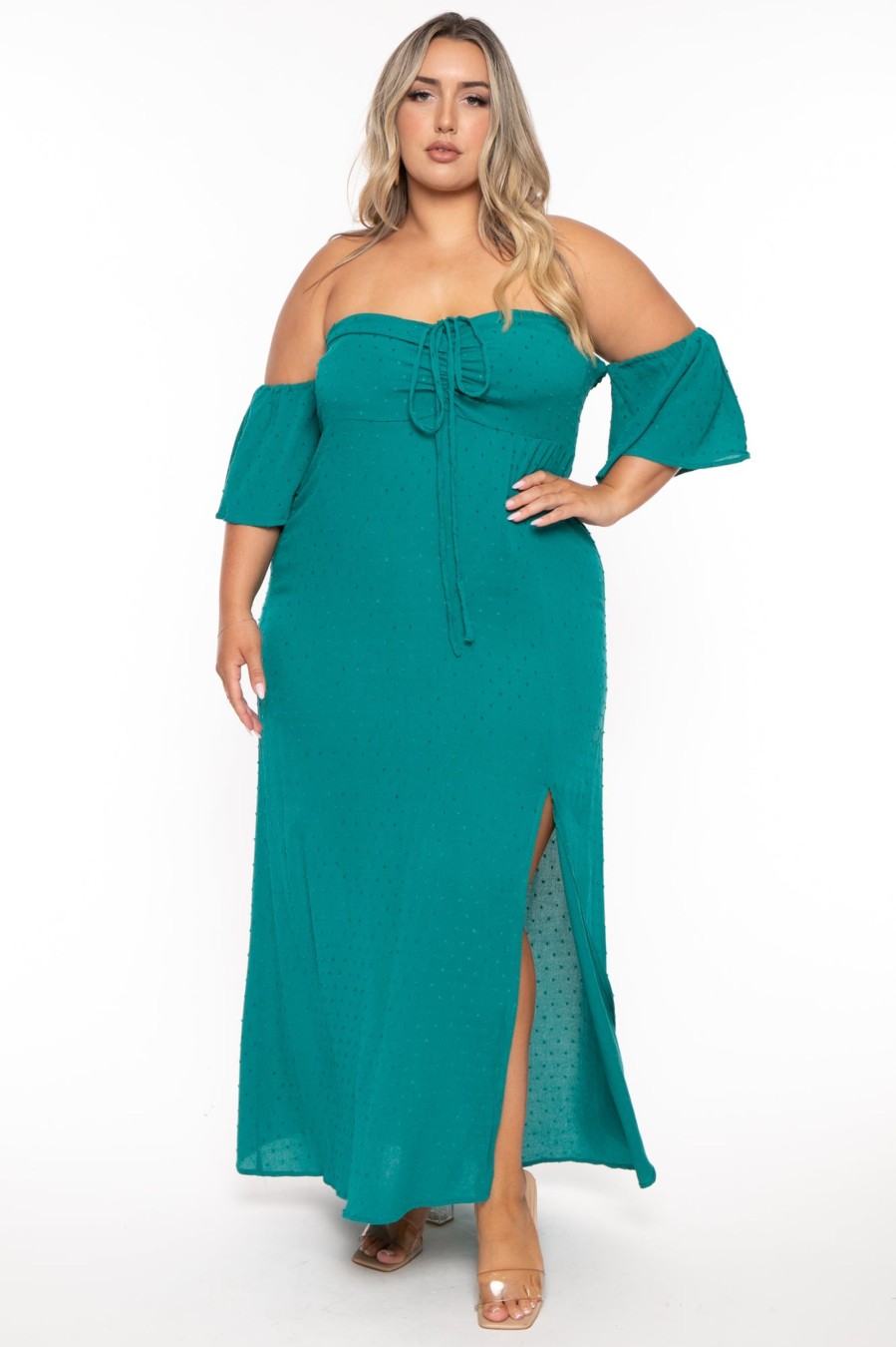 Dresses CULTURE CODE | Plus Size Moriah Swiss Dot Maxi Dress Green