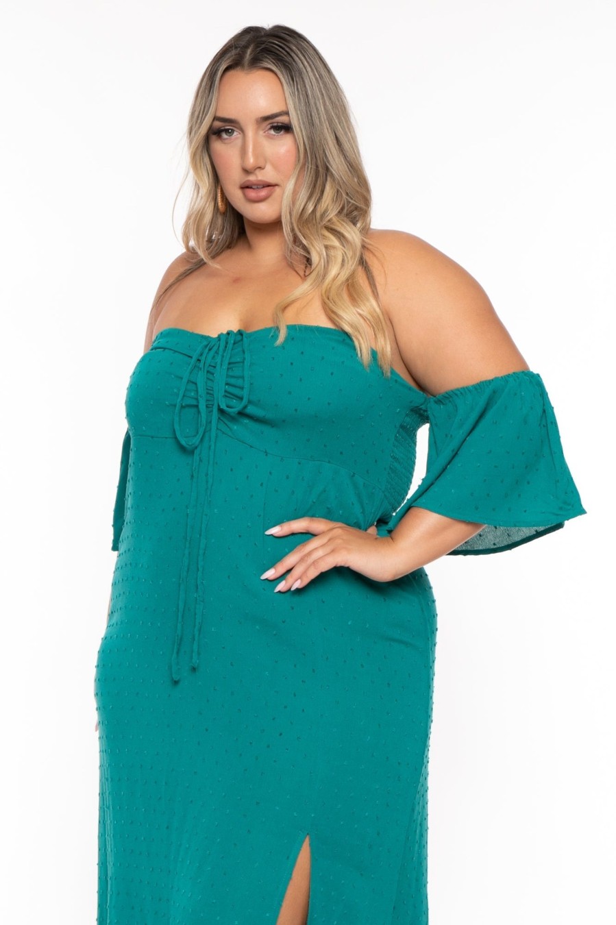 Dresses CULTURE CODE | Plus Size Moriah Swiss Dot Maxi Dress Green