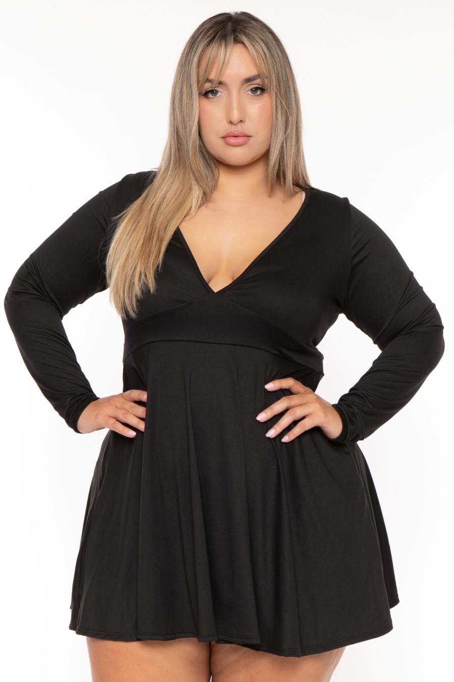 Dresses Curvy Sense | Plus Size Jeanna Flare Dress Black