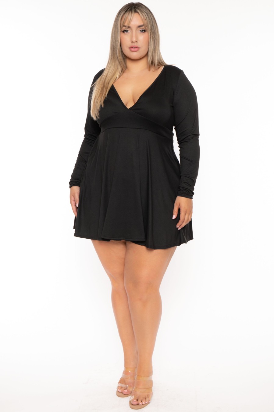 Dresses Curvy Sense | Plus Size Jeanna Flare Dress Black