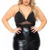 Bottoms D ROCK | Plus Size Faux Leather Drawstring Skirt Black