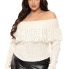 Tops Sweet Generis | Plus Size Shyanne Off The Shoulder Sweater Ivory