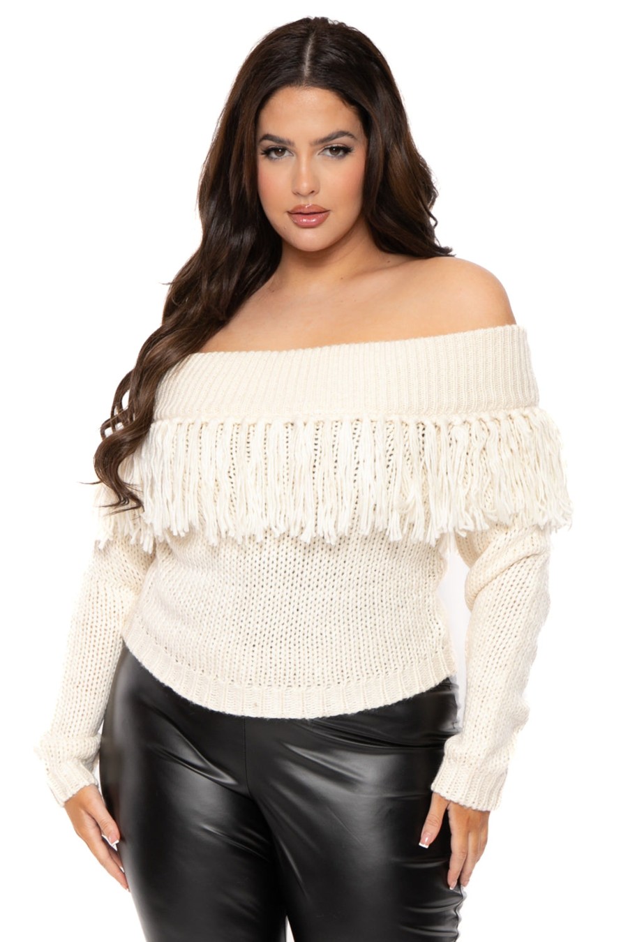 Tops Sweet Generis | Plus Size Shyanne Off The Shoulder Sweater Ivory