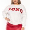 Tops HOPELY | Plus Size Kallyn Xoxo Sweater Heather Grey