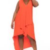 Dresses Jade by Jane | Plus Size Lattise Front Draped Dress Orange