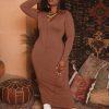 Dresses CULTURE CODE | Plus Size Exposed Seams Maxi Dress Mocha