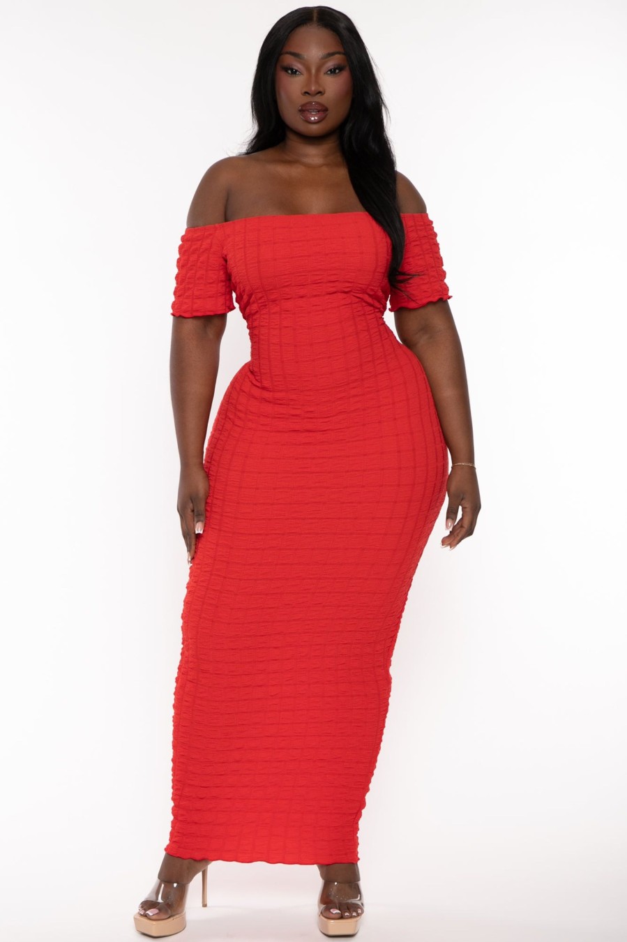 Dresses Curvy Sense | Plus Size Arlissa Tube Maxi Dress Red