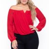 Tops Bluebell | Plus Size Aryana Cross Over Top Red