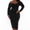 Dresses Curvy Sense | Plus Size Lesleyanne Midi Dress Black