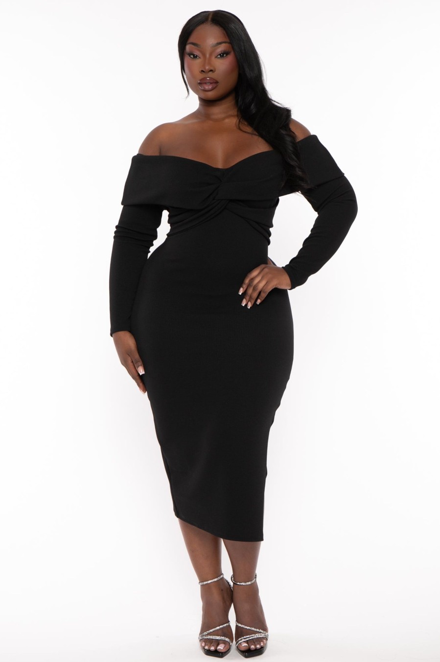 Dresses Curvy Sense | Plus Size Lesleyanne Midi Dress Black