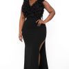 Dresses Symphony | Plus Size Bethany Ruffled Top Dress Black