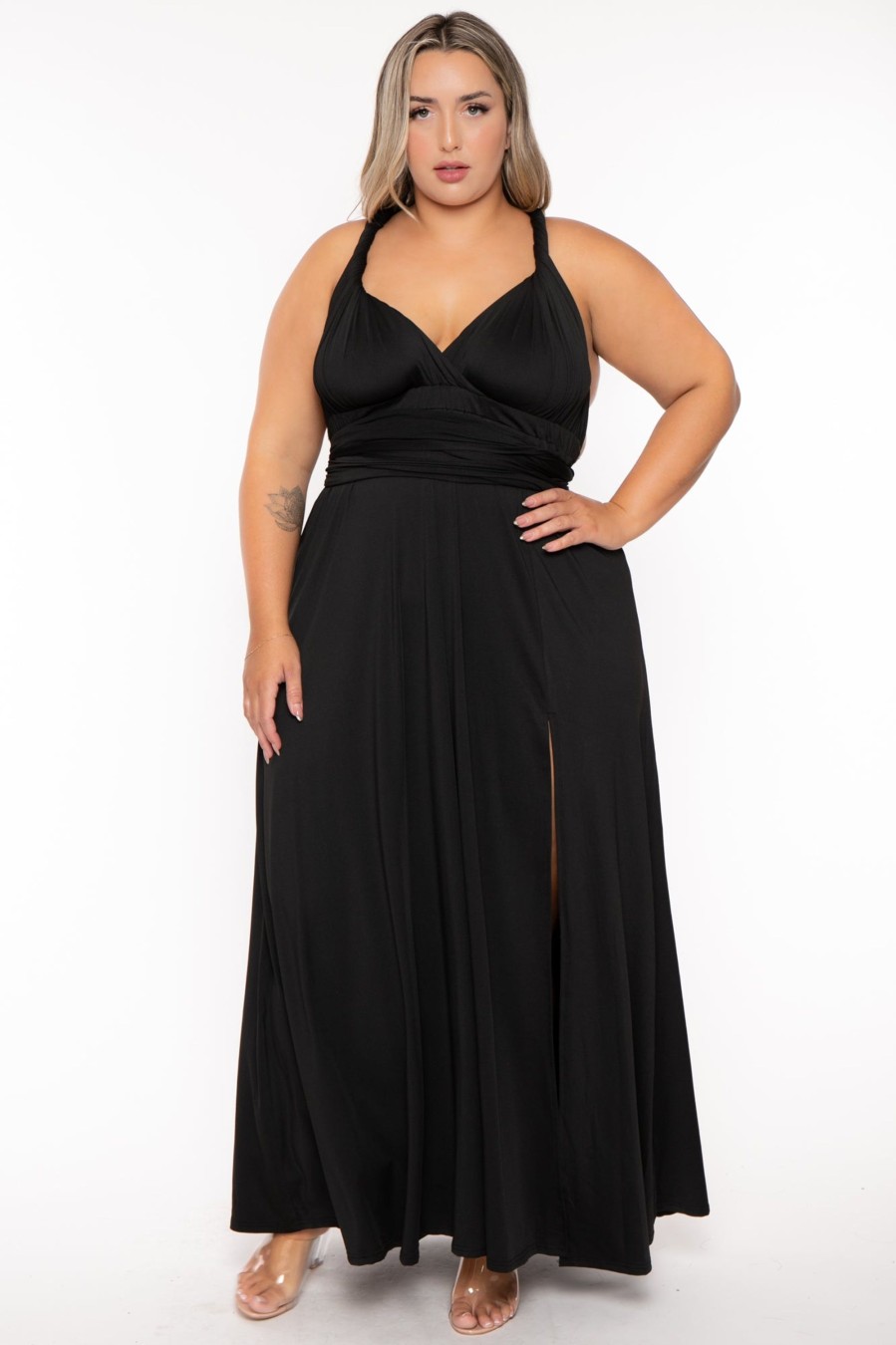 Little Black Styles Dress Day | Plus Size Infinity Multi Way Maxi Dress Black